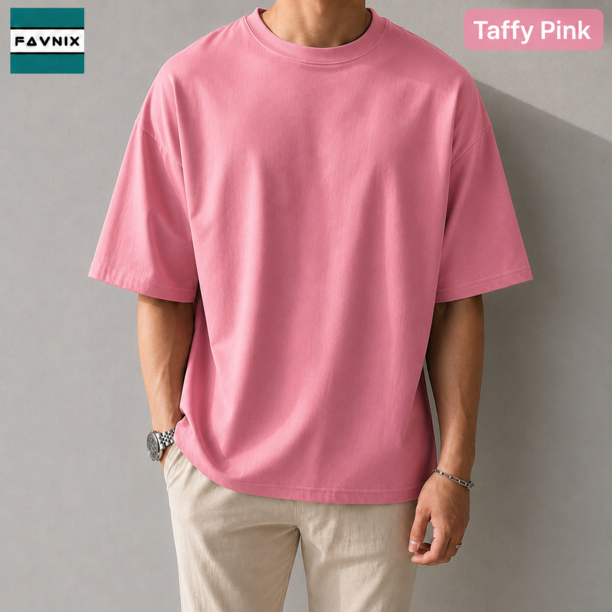 Drop Shoulder T-Shirt- Taffy Pink