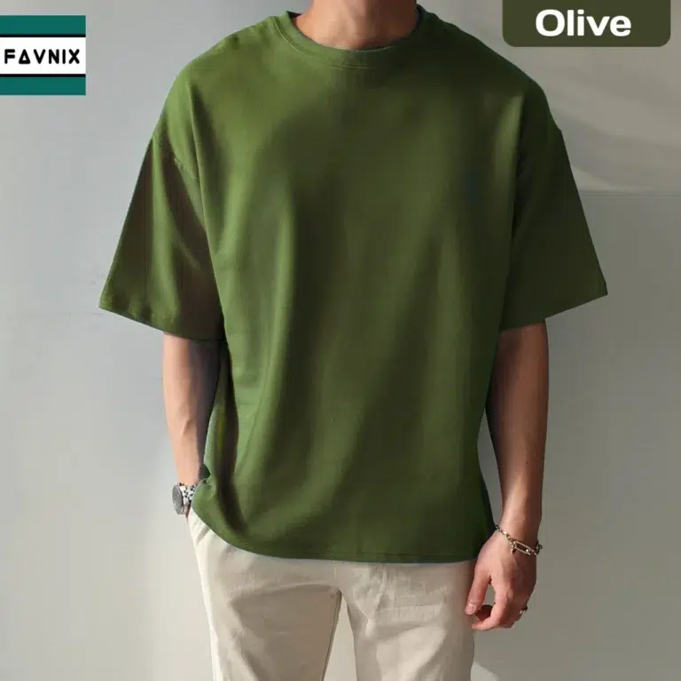 Drop Shoulder T-Shirt- Olive