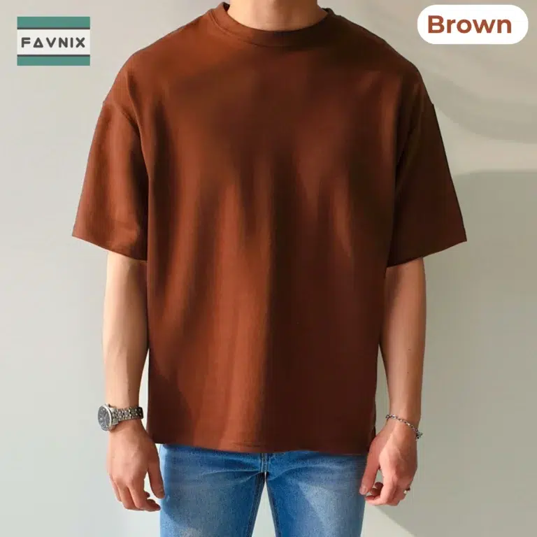 Drop Shoulder T-Shirt- Brown