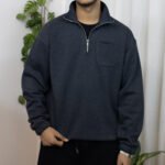 FLEECE QUARTER ZIP SWEATSHIRT- Anthracite Grey