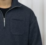 FLEECE QUARTER ZIP SWEATSHIRT- Anthracite Grey - Image 2