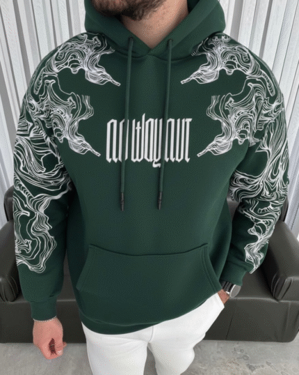 Skull ShadowWave Hoodie – Bottle Green